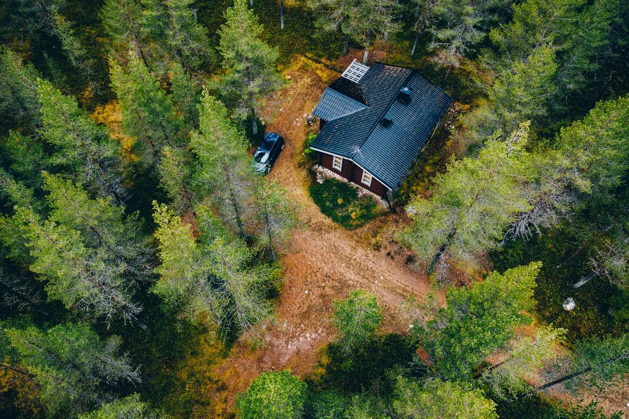 Home in a wooded setting