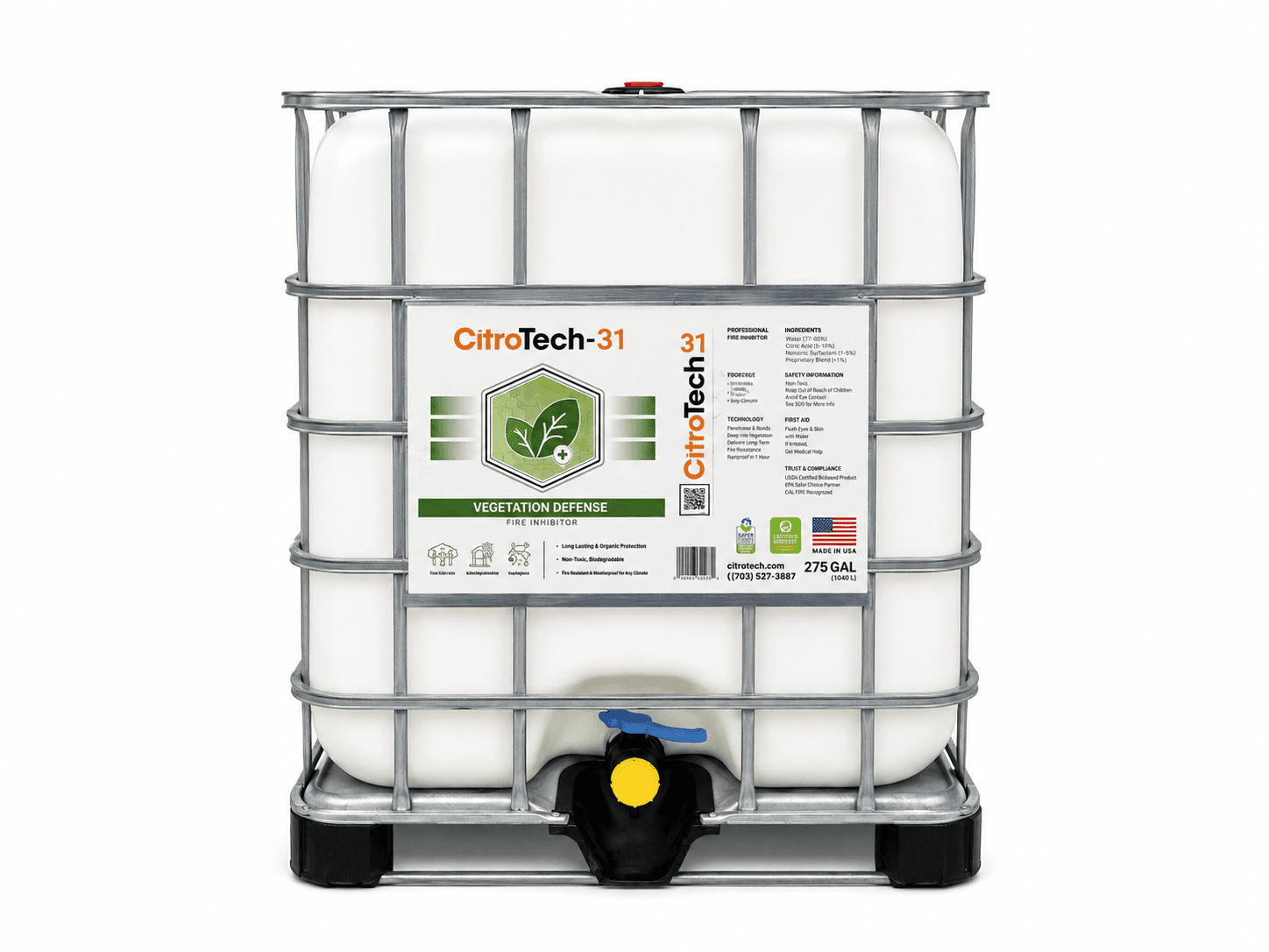 275-gallon tote of CitroTech-31 ready-to-use fire inhibitor