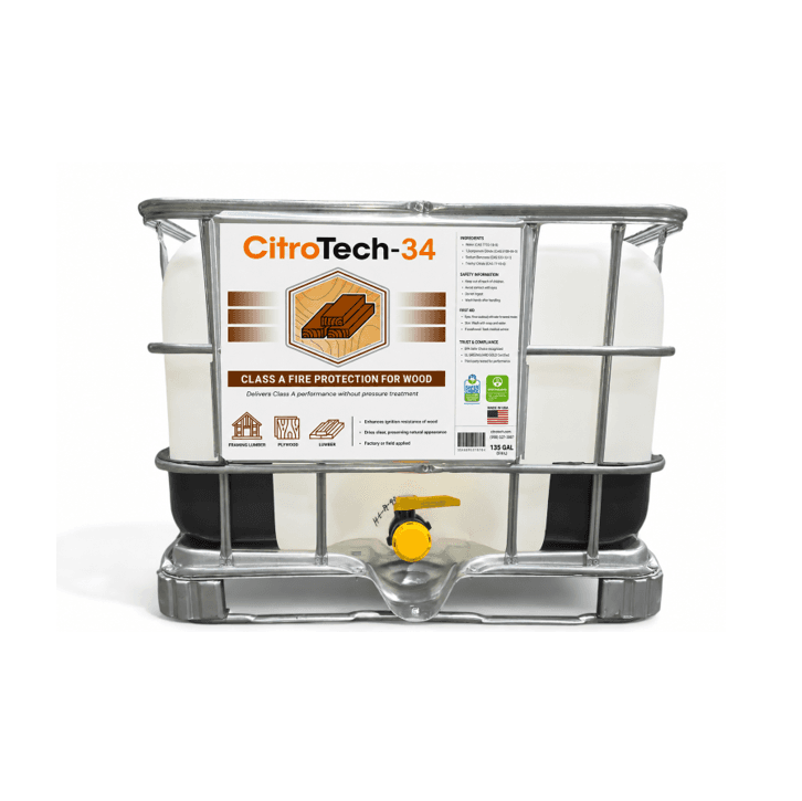 135-gallon tank of CitroTech-34 fire inhibitor for wood