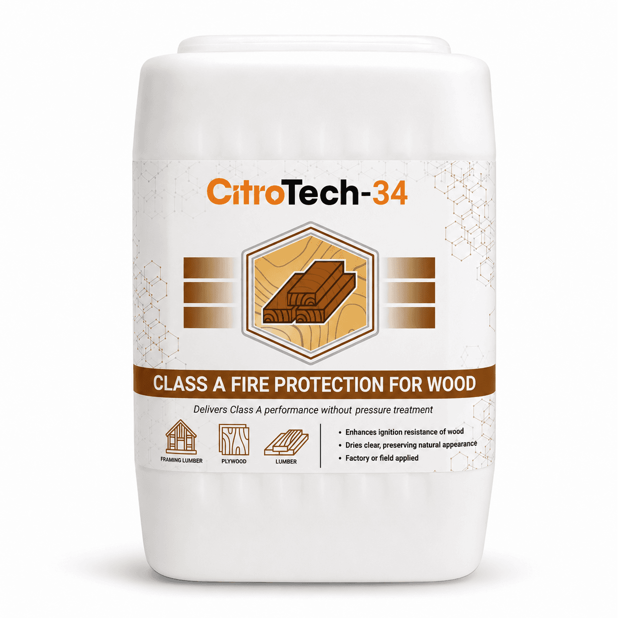 5-gallon pail of CitroTech-34 fire inhibitor for wood
