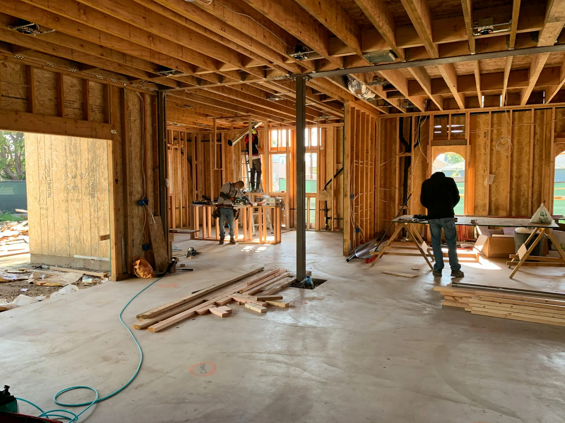 Wood-framed structure